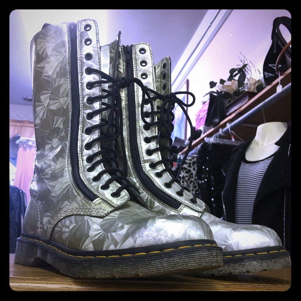 Doc Marteen holographic silver boots